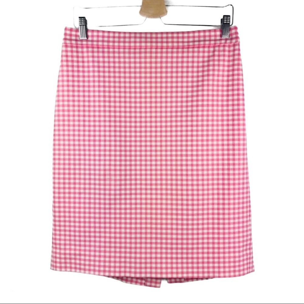 J. Crew | Pink/White Gingham No. 2 Pencil Skirt Size 8P